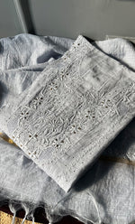 Load image into Gallery viewer, Women's Lakhnavi Handcrafted Linen Cotton Semi -Stitched Anarkali And Dupatta Set - HONC0273149