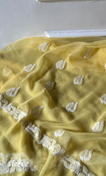 将图像加载到图库查看器中, Laila Women's Lucknowi Handcrafted Faux-Georgette Unstitched Chikankari Suit Material - HONC0330375