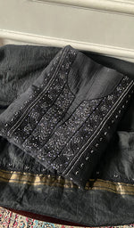 Load image into Gallery viewer, Women's Lakhnavi Handcrafted Mul Chanderi Unstitched Chikankari Full Suit Material - HONC0345041
