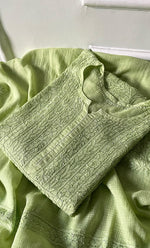 将图像加载到图库查看器中, Women's Lucknowi Handcrafted Kota Chanderi Chikankari Semi Stitched Kurta And Dupatta Set - HONC0314214