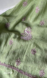 Load image into Gallery viewer, Firdauz Women's Lakhnavi Handcrafted Mul Chanderi Unstitched Kurta And Dupatta Set - HONC0302267