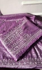 Load image into Gallery viewer, Women's Lakhnavi Handcrafted Tissue Chanderi Semi-Stitched Kurta And Dupatta Set - HONC0323633