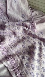 Load image into Gallery viewer, Saziya Women's Lakhnavi Handcrafted Mul Chanderi Semi - Stitched Kurta And Dupatta Set - HONC0253599