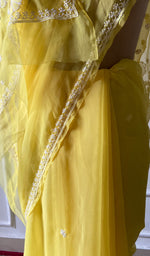Load image into Gallery viewer, Women's Lucknowi Handcrafted Faux-Georgette Chikankari Saree - HONC0311920