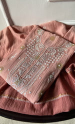 Load image into Gallery viewer, Women's Lakhnavi Handcrafted Mul Chanderi Semi - stitched Anarkali And Dupatta Set- HONC0302887