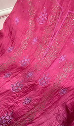 Load image into Gallery viewer, Women's Lakhnavi Handcrafted Pure Organza Chikankari Unstitched Kurta And Dupatta Set- HONC0304142