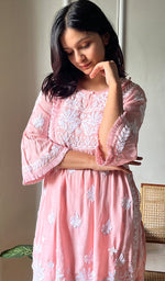 将图像加载到图库查看器中, Women's Lakhnavi Handcrafted Cotton Chikankari Kurta And Palazzo Set - HONC0293866