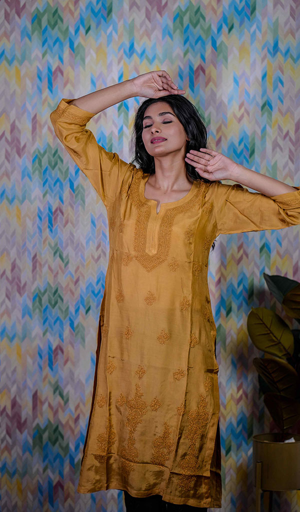 Aafira Women's Lucknowi Handcrafted Muslin Chikankari Kurti - HONC0180968