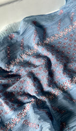 Load image into Gallery viewer, Saziya Women's Lakhnavi Handcrafted Mul Chanderi Semi - stitched Chikankari Full Suit Material - HONC0321285