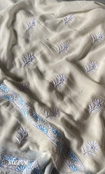 Load image into Gallery viewer, Women's Lakhnavi Handcrafted Pure Silk Georgette Chikankari Kurta And Dupatta Set - HONC0295347