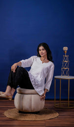 Load image into Gallery viewer, Women's Lakhnavi Handcrafted Modal Cotton Chikankari Top - HONC0198209