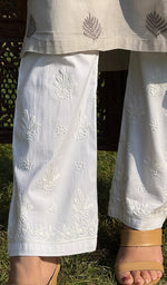 将图像加载到图库查看器中, Women's Lucknowi Handcrafted Cotton Chikankari Pant - HONC0250603