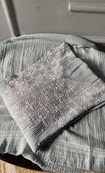 Load image into Gallery viewer, Women's Lakhnavi Handcrafted Mul Chanderi Semi - stitched Kurta And Dupatta Set- HONC0310227