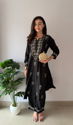 Load image into Gallery viewer, Women's Lakhnavi Handcrafted Modal Cotton Chikankari Kurti And Plazzo Set - HONC0373274