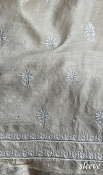 Load image into Gallery viewer, Women's Lakhnavi Handcrafted Munga Silk Chikankari Kurta And Dupatta Set- HONC0256730