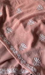 Load image into Gallery viewer, Women's Lakhnavi Handcrafted Pure Silk Georgette Chikankari Kurta And Dupatta Set- HONC0290999