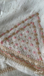 Load image into Gallery viewer, Junoon Women's Lakhnavi Handcrafted Mul Chanderi Unstitched Kurta And Dupatta Set - HONC0279819