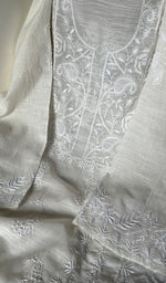 Load image into Gallery viewer, Women's Lakhnavi Handcrafted Linen Cotton Chikankari Semi- Stitched Kurta And Dupatta Set- HONC0258765