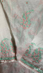 Load image into Gallery viewer, Women's Lakhnavi Handcrafted Linen Cotton Semi -Stitched Kurta And Dupatta Set - HONC0269956