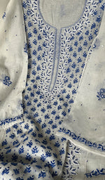 将图像加载到图库查看器中, Saziya Women's Lakhnavi Handcrafted Mul Chanderi Semi - Stitched Kurta And Dupatta Set - HONC0253591