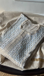 Load image into Gallery viewer, Women's Lakhnavi Handcrafted Tissue Chanderi Semi - Stitched Kurta And Dupatta Set - HONC0297192