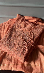 Load image into Gallery viewer, Aaliyah Women's Lakhnavi Handcrafted Mul Chanderi Semi - Stitched Angrakha And Dupatta Set - HONC0277639