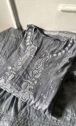 Load image into Gallery viewer, Women's Lakhnavi Handcrafted Tissue Chanderi Semi-Stitched Anarkali And Dupatta Set - HONC0323625