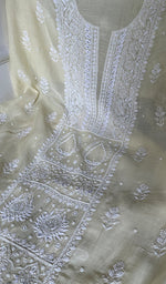 Load image into Gallery viewer, Women's Lakhnavi Handcrafted Mul Chanderi UnStitched Kurta And Dupatta Set - HONC0374453