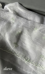 Load image into Gallery viewer, Women's Lakhnavi Handcrafted Pure Organza Chikankari Unstitched Kurta And Dupatta Set- HONC0297175