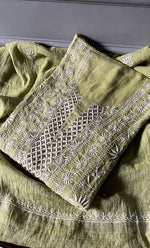 Load image into Gallery viewer, Women's Lakhnavi Handcrafted Tissue Chanderi Unstitched Kurta And Dupatta Set- HONC0270642