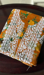 将图像加载到图库查看器中, Women's Lakhnavi Handcrafted Cotton Chikankari Unstitched Kurti Fabric - HONC0157701