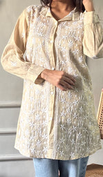 Load image into Gallery viewer, Women's Lakhnavi Handcrafted Tissue Chanderi Chikankari Top - HONC0348541
