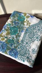 将图像加载到图库查看器中, Women's Lakhnavi Handcrafted Cotton Chikankari Unstitched Kurti Fabric - HONC0284310