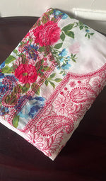 将图像加载到图库查看器中, Women's Lakhnavi Handcrafted Cotton Chikankari Unstitched Kurti Fabric - HONC0284339