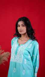 Load image into Gallery viewer, Rupam Women's Lucknowi Handcrafted Modal Cotton Chikankari Kurti - HONC0211887