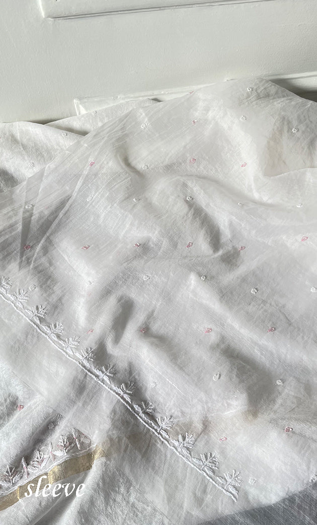 Women's Lakhnavi Handcrafted Mul Chanderi Unstitched Kurta And Dupatta Set - HONC0319457