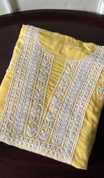 将图像加载到图库查看器中, Simran Women's Lakhnavi Handcrafted Modal Cotton Chikankari Unstitched Kurti Fabric - HONC0261059