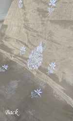 Load image into Gallery viewer, Women's Lakhnavi Handcrafted Tissue Chanderi Unstitched Chikankari Kurta And Dupatta Set - HONC0339373