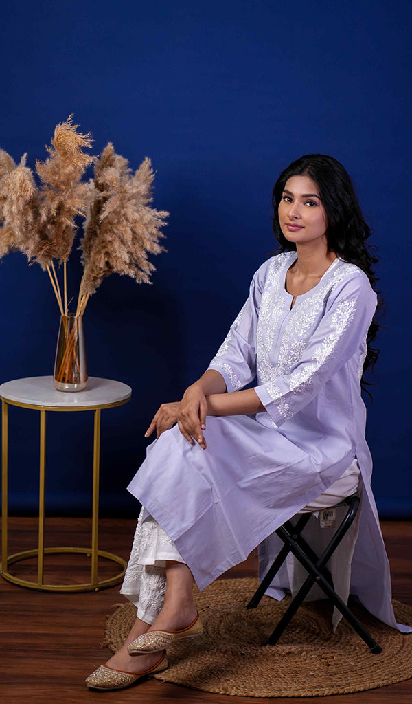 Nargish Women's Lucknowi Handcrafted Cotton Chikankari Kurti - HONC0171354