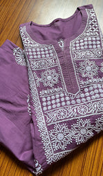 Load image into Gallery viewer, Women's Lucknowi Handcrafted Cotton Chikankari Kurti - HONC0300980