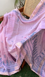 Load image into Gallery viewer, Women's Lakhnavi Handcrafted Mul Chanderi Chikankari Saree - HONC0273492