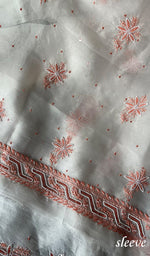 将图像加载到图库查看器中, Women's Lakhnavi Handcrafted Pure Organza Chikankari Unstitched Kurta And Dupatta Set - HONC0270716