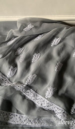 Load image into Gallery viewer, Women's Lucknowi Handcrafted Faux-Georgette Unstitched Chikankari Suit Material - HONC0348787