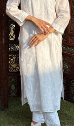 Load image into Gallery viewer, Women's Lucknowi Handcrafted Chanderi Silk Chikankari Kurti - HONC0126984