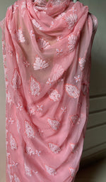 Load image into Gallery viewer, Women's Lakhnavi Handcrafted Faux-Georgette Chikankari Saree - HONC0223901