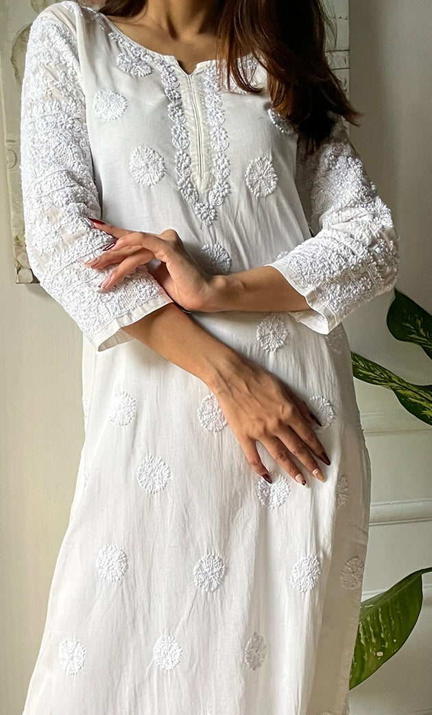 Women's Lucknowi Handcrafted Cotton Chikankari Kurti - HONC0303057