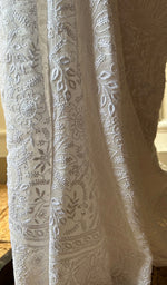 Load image into Gallery viewer, Women's Lakhnavi Handcrafted Pure Silk Georgette Chikankari Saree - HONC0270533