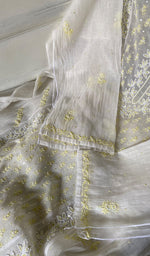 Load image into Gallery viewer, Saziya Women's Lakhnavi Handcrafted Mul Chanderi Semi - Stitched Kurta And Dupatta Set - HONC0368707