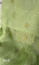 Load image into Gallery viewer, Women's Lakhnavi Handcrafted Pure Organza Chikankari Unstitched Kurta And Dupatta Set- HONC0328280