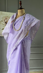 将图像加载到图库查看器中, Fairoz Women's Lakhnavi Handcrafted Cotton Chikankari Saree - HONC0311931